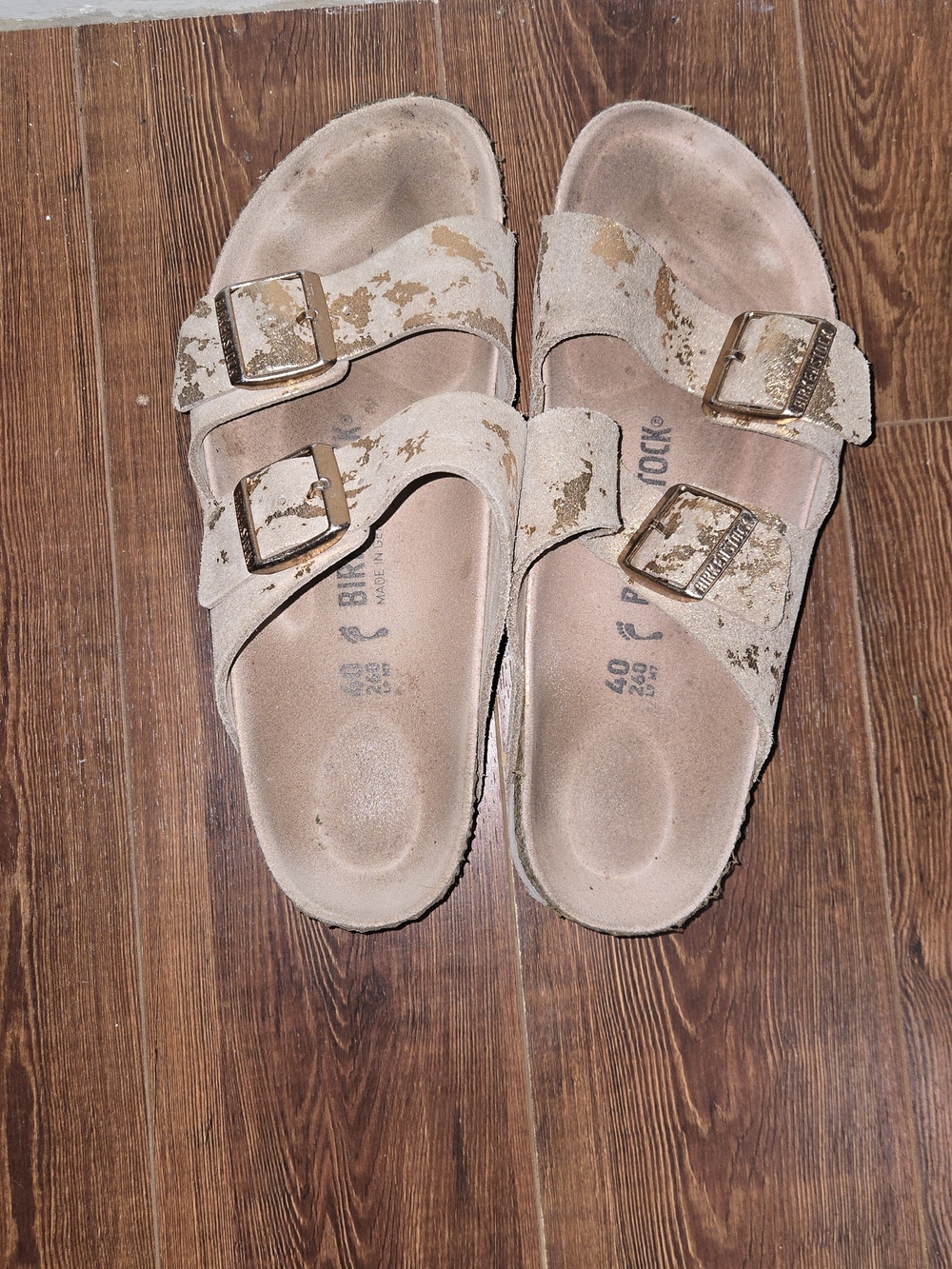 Birkenstock Arizona Vintage Metallic Rose Copper / Gold Suede Leather Sandals